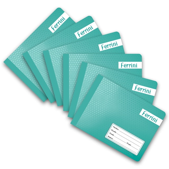 Cuaderno Cosido Italiano Ferrini 100H Cuadro Aleman Turquesa 6Pack