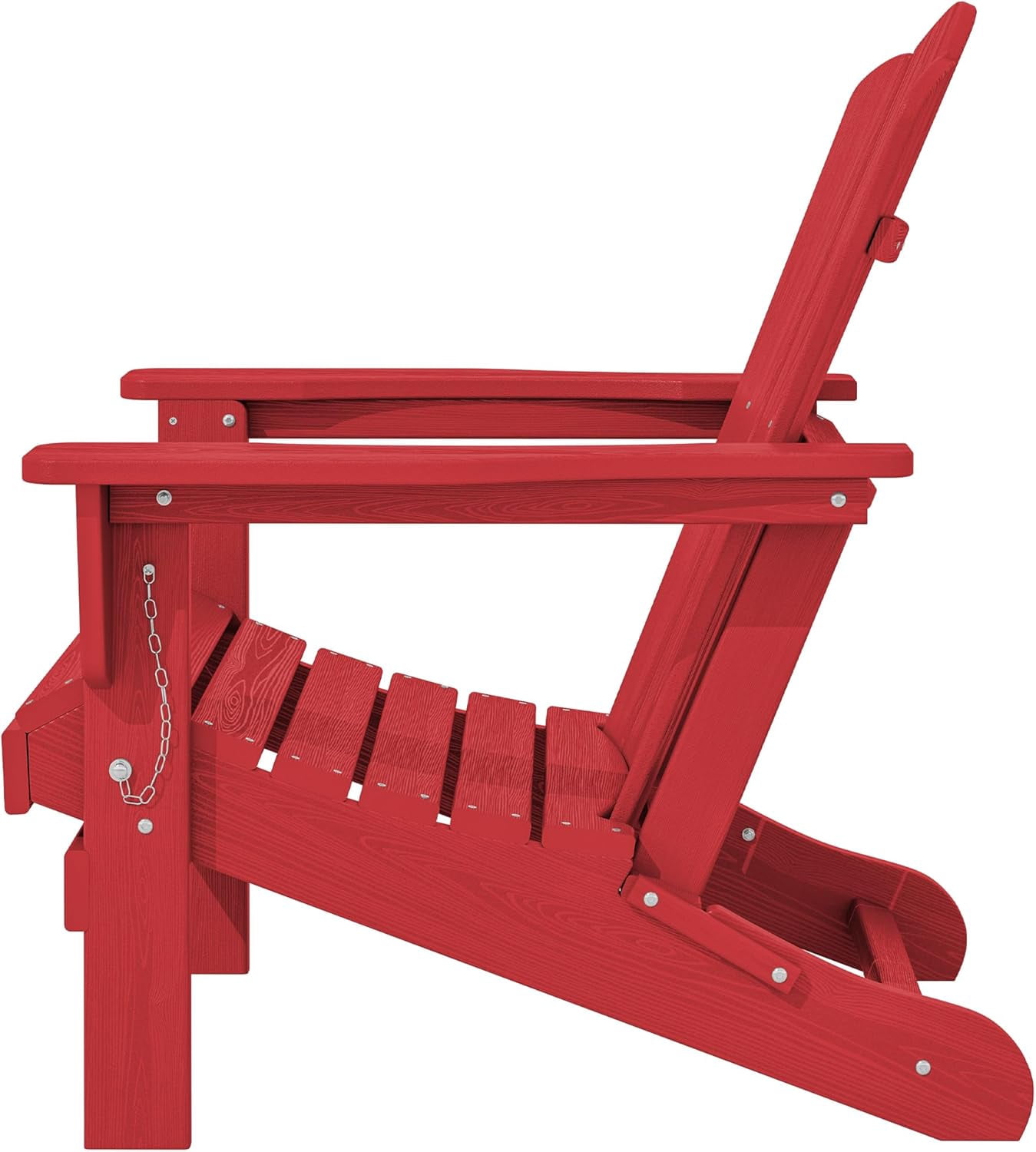 SONGMY Folding Adirondack Chair, HDPE All-Weather Patio Chairs, Wooden Textured Lawn Chair for Poolside, Backyard, Deck, Fire Pit, Light Red