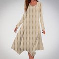 thumbnail image 2 of Long Dress with Sleeves,Summer Casual Dress,Ladies Fashion Printed Long Sleeved Round Neck Casual Irregular Dress, 2 of 5