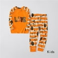 thumbnail image 2 of 2 PC Family Matching Sets Kids Toddler Halloween Costumes Pumpking Graphic Letters Loungewear Halloween Pajamas Casual Printed Long Sleeve Tops with Bottom Outfits qILAKOG Size 10-11 Years, 2 of 7