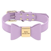 Pet Artist XS-XL Cute Bowtie Personalized Dog Collar PU Leather Custom Pet Puppy Name Number Engraved