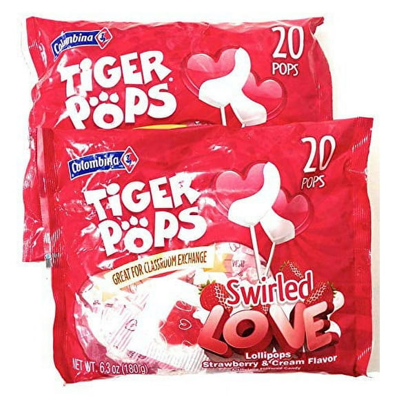 Swirled Love Heart Shaped Tiger Pops - 2 Bags