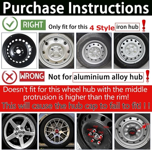 Universal 16 inch Hub Caps Wheel Covers for Cars Set of 4 Fits Most Cars Hubcaps for Truck SUV Accessories
