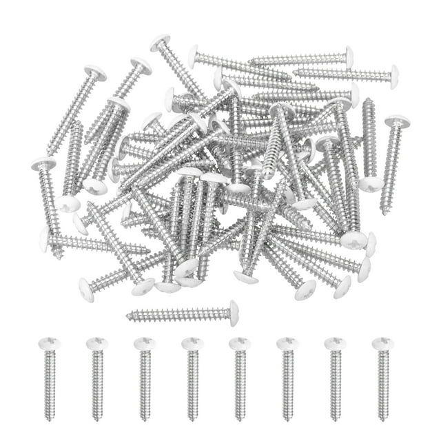 Uxcell 60 Pcs M4 x 30mm Vis Autotaraudeuses Blanches pour Métal, Argent