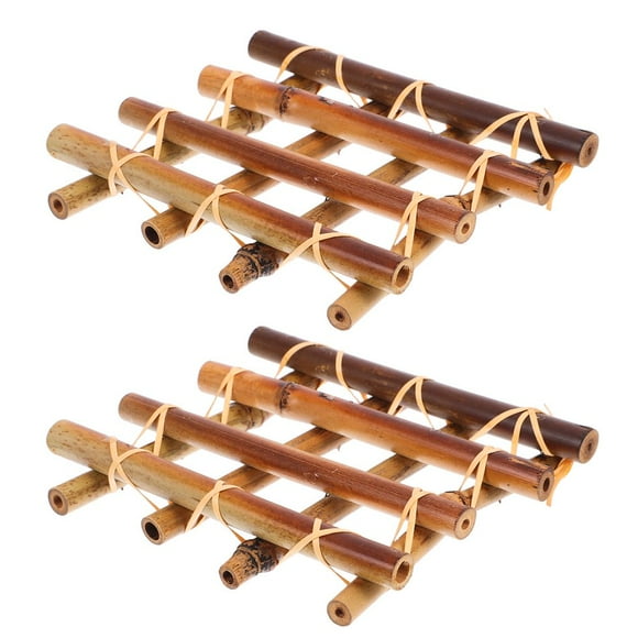HLONK Brown Bamboo Mini Fence for Decoration Convenient and Practical Easy to Combine with Other Accessories 2pcs