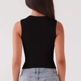 thumbnail image 6 of Women’s Button up Sleeveless Tank Tops - Casual Ribbed Knit Solid Color Crew Neck Slim Fitted Summer Tanks, 6 of 9