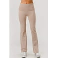 thumbnail image 2 of Pillowy Soft Fold Over High Waist Flare Pants - Latte, 2 of 10