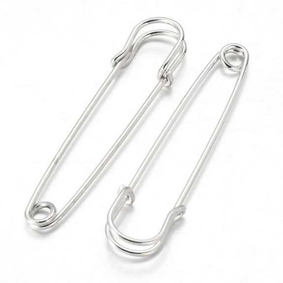Iron Kilt Pins Safety Pins Pendants Basting Pins Platinum 100pcs 70x18x6mm Hole: 5-6mm