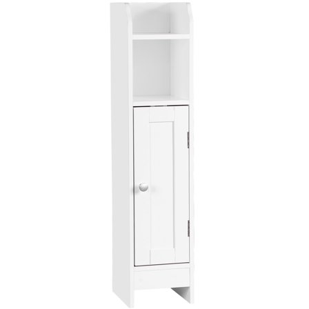 HomGarden 5-Shelf Narrow Corner Bathroom Cabinet Small Storage Organizer W/Adjustable Shelves for Bathroom, Living Room, Small Spaces, White
