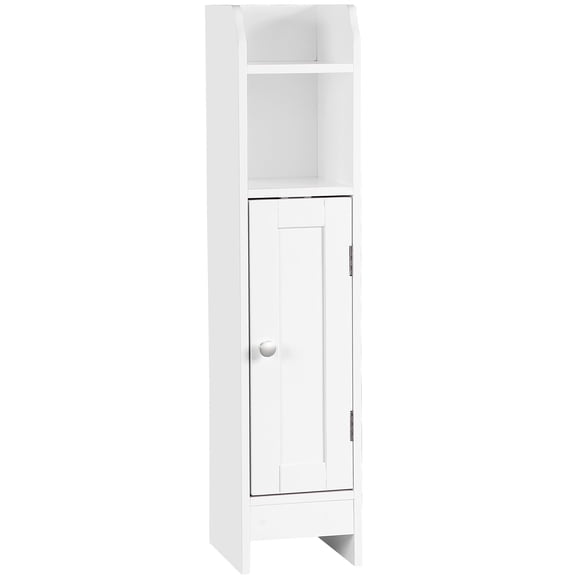 HomGarden 5-Shelf Narrow Corner Bathroom Cabinet Small Storage Organizer W/Adjustable Shelves for Bathroom, Living Room, Small Spaces, White