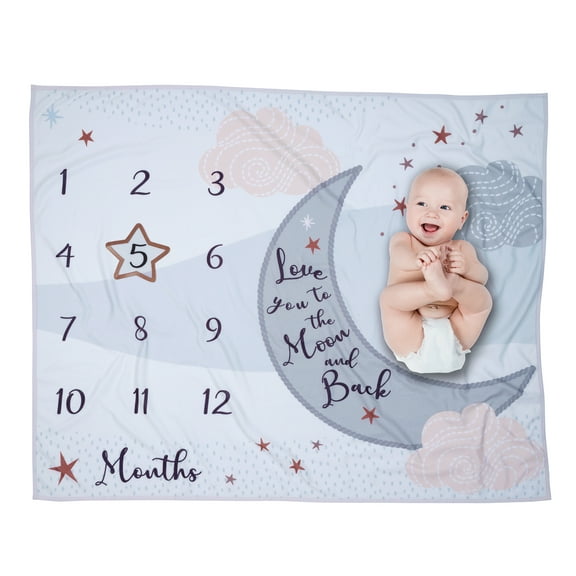 Lambs & Ivy Goodnight Moon Milestone Photo Opportunity Soft Fleece Baby Blanket