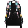 thumbnail image 3 of FORMRS Unisex Backpack Elementary School Travel Bookbag with Reflective Stripes, Pink Checkered Pattern, 3 of 7