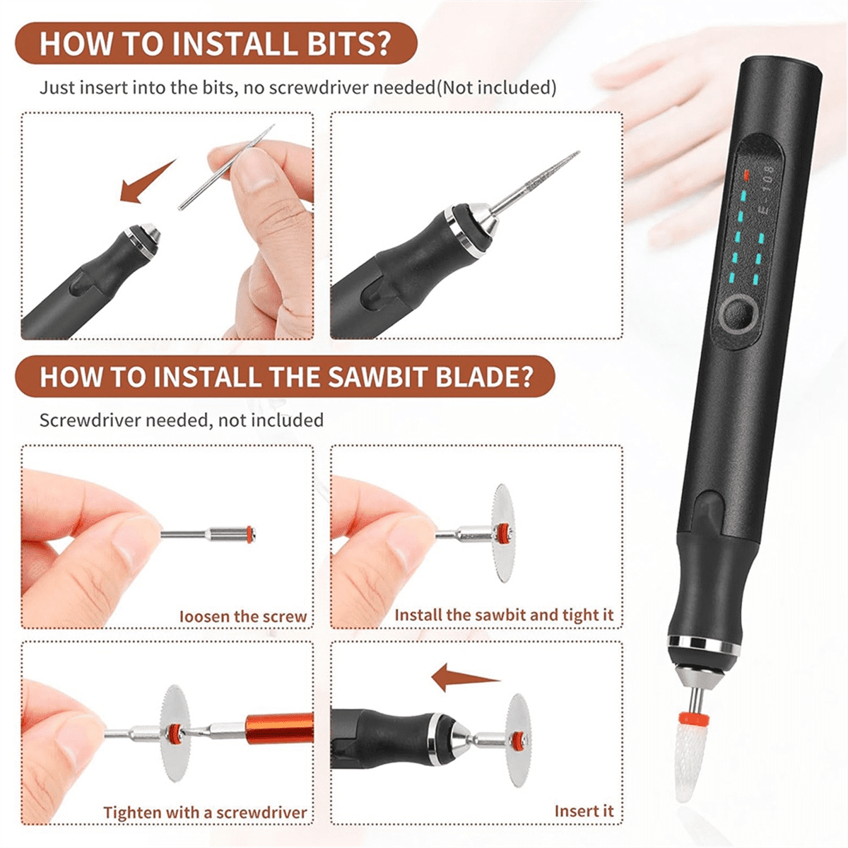 Symkmb Engraving Pen with 37 Bits, USB Rechargeable Cordless- Engraving Tool, Portable DIY Rotary Engraver Black Metal Black