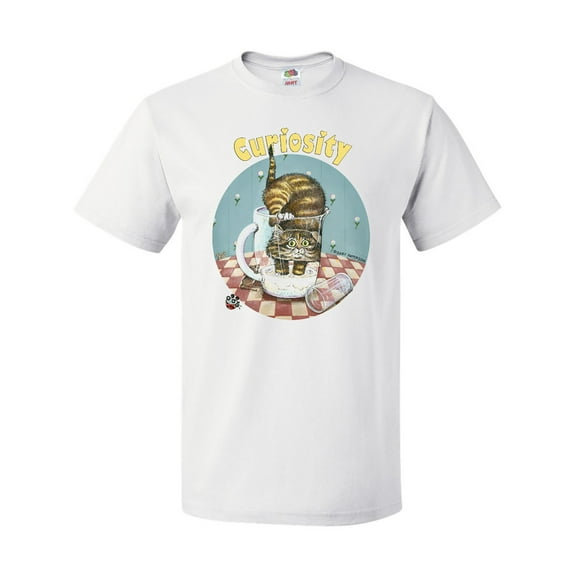 Inktastic Curiosity Cute Cat in Milk T-Shirt