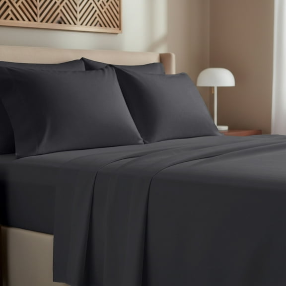 California Design Den, 100% Cotton, 3-Piece Twin XL Sheet Set, Dark Grey (Black Tone)