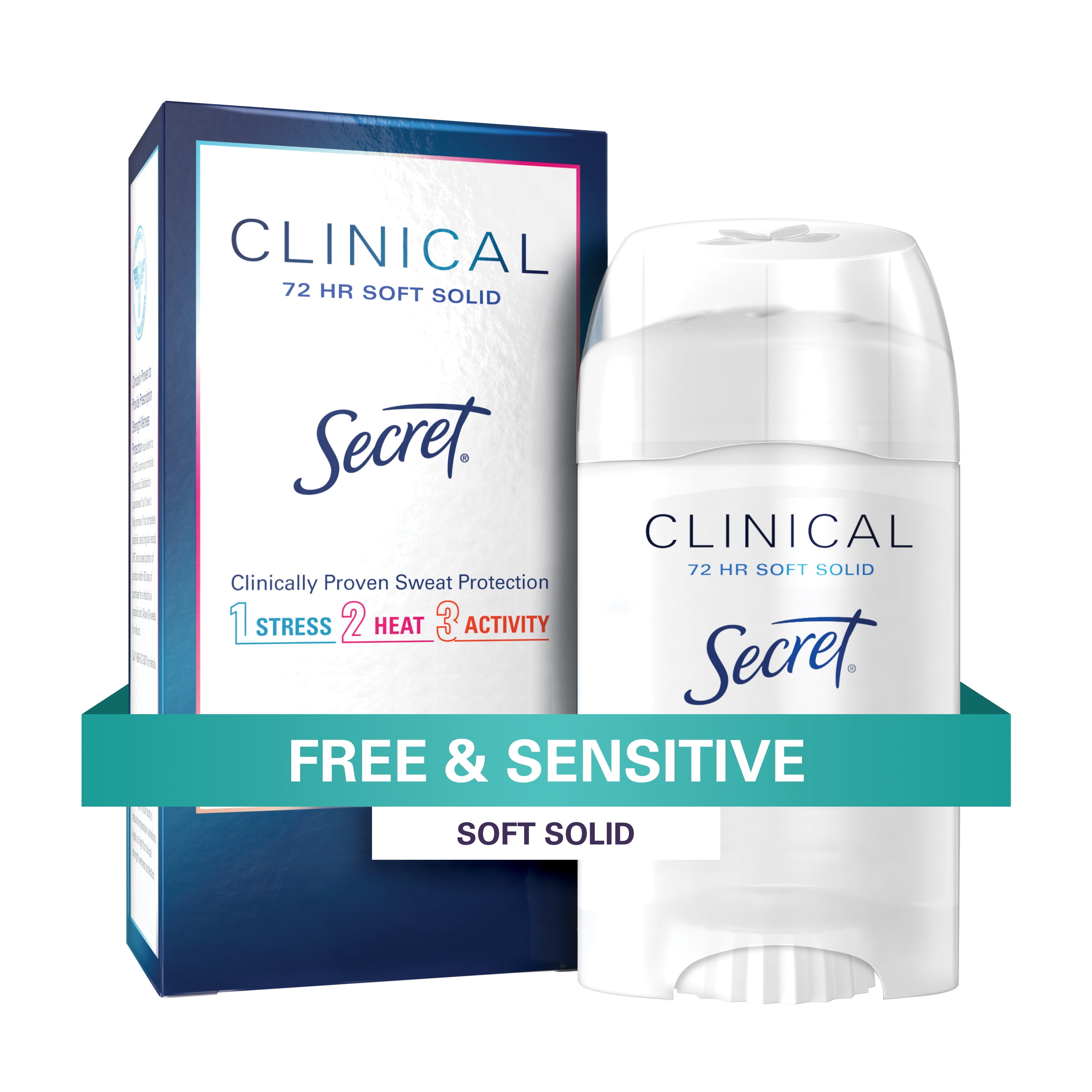 Secret Clinical Strength Soft Solid Antiperspirant and Deodorant, Free & Sensitive, 1.6 oz