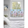 thumbnail image 3 of Blue Pink Flowers 2 Panel Kitchen Curtains for Small Windows, Spring Floral Butterfly Elegant Pastoral Bathroom Tier Curtain, Short Window Treatment for Bedroom/Living Room 55"x24", 3 of 6