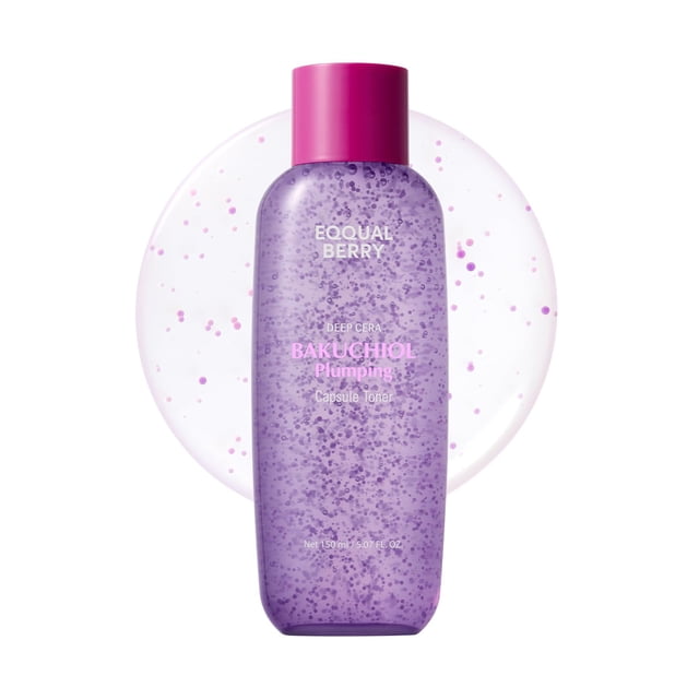 EQQUALBERRY Tónico en Cápsulas de Bakuchiol para Rellenar - Tónico Facial Alternativa Natural al Retinol con Ácido Hialurónico - Cuidado de la Pi