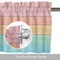 thumbnail image 6 of Color Wood Grain Valance Curtain Country Pink Yellow Blue Gradient Wooden Grain Stripe Window Valances Rod Pocket Short Curtains Window Treatments for Kitchen Bedroom Bathroom Laundry 42" x 12", 6 of 9