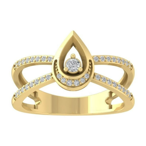 Araiya Fine Jewelry 10K Yellow Gold Round-shape Lab Grown Diamond Fashion Band Ring ( 1/4 cttw, D-F Color, VS Clarity) Size 6.5