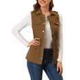 thumbnail image 6 of INSPIRE CHIC Women's Sleeveless Jacket Drawstring Waist Zip Up Cotton Cargo Vest with Pocket M Brown, 6 of 9