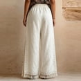 thumbnail image 5 of Wide Leg Pants for Women Flowy Palazzo Drawstring Elastic Waist Trousers with Pockets Casual Home Clothes, 5 of 5