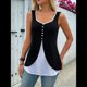 thumbnail image 4 of Camisetas de Tirantes de Verano para Mujer, Moda Informal, Sin Mangas, con Dobladillo Dividido y Botones, Chaleco de para Trabajo. Sandía Roja XXL, 4 of 8