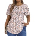thumbnail image 2 of Fantaslook Blouses for Women Pleated Short Sleeve Tunic Tops Dressy Casual Summer Shirts, 2 of 10