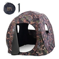 HHBEAUTY Pop Up Hunting Blind Portable Ground Blind Waterproof Hunting Tent for 2-3 People, Camouflage Hunting Tent with 360 Degree Mesh Windows