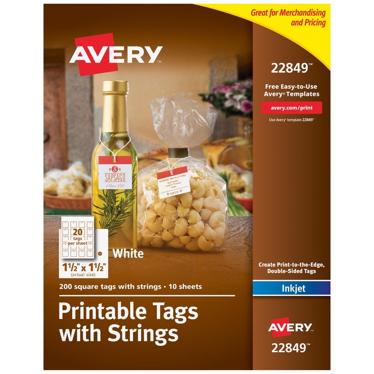 Avery Printable Tags with Strings, 1-1/2" x 1-1/2", 200 Tags (22849) -  Walmart.com