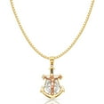 thumbnail image 1 of Ioka-14K Tri Color Gold Jesus Crucifix Anchor Religious Charm Pendant with 1.2mm Box Chain Necklace - 16", 1 of 6