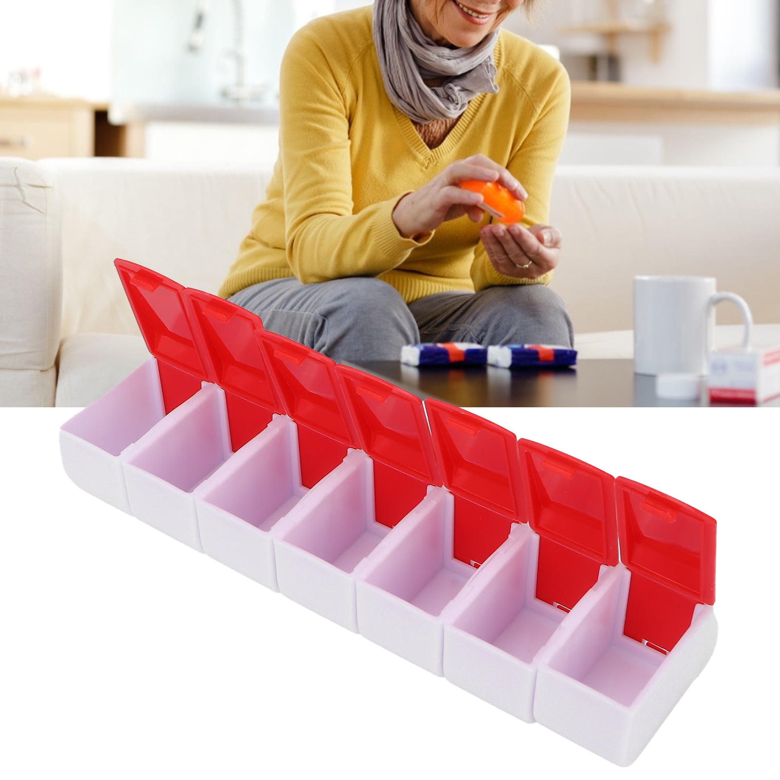 ESTINK Weekly Pills Organizer,Portable 7 Days Pills Case Weekly Pills Organizer Travel Daily Pills Container For Supplements Vitamin Pills,Pills Organizer