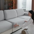 thumbnail image 6 of Couch Covers for L-Shape Sectional Sofa, Stretch Soft Sofa Slipcovers, Washable Wear-Resistant Furniture Protector with Elastic Bottom (1 Piece Small Cover, Light Gray), 6 of 9