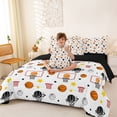 thumbnail image 3 of Castle Fairy Basketball Print King Bedding 7pcs, Sport Stars Print King Bed in a Bag, White Orange Black,Black Reversible, 3 of 7
