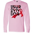 thumbnail image 3 of Inktastic Stroke Survivor Red Ribbon Awareness Long Sleeve T-Shirt, 3 of 5