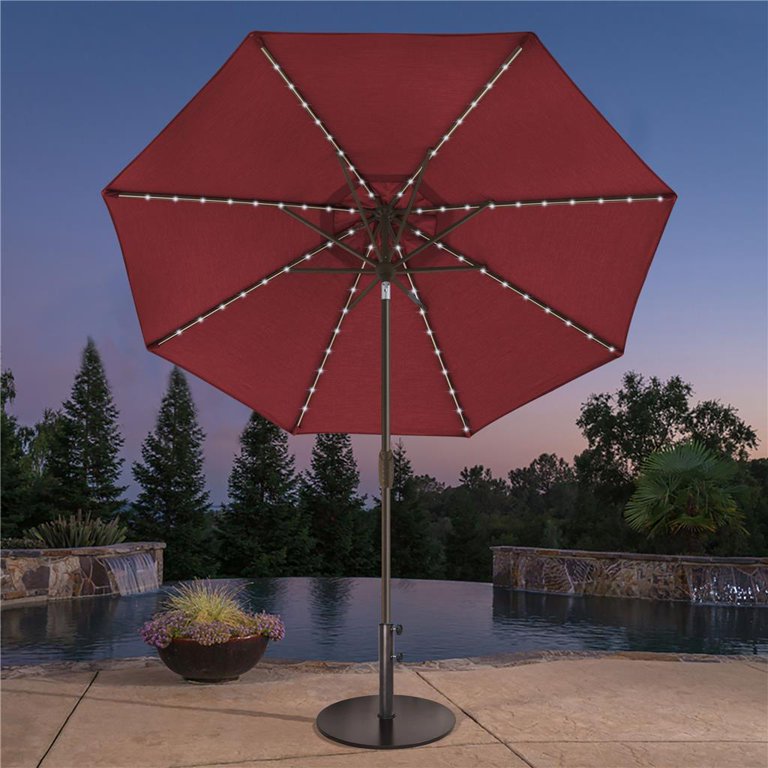 EliteShade Solar Umbrellas 9ft Market Umbrella with 80 LED Lights Patio  Umbrellas Outdoor Table Umbrella with Ventilation and 5 Years Non-Fading  Top,Burgundy - Walmart.com