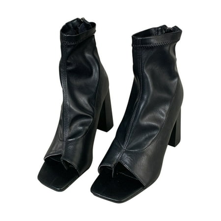 

KBKYBUYZ European And American Style Thick High Heels All Over Toe Back Zipper Square Toe Sandals Women s Shoes Comfortable Elegant Shoes