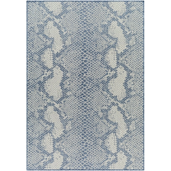 Mark&Day Outdoor Rugs, 8x10 Krysten Modern Indoor/Outdoor Navy/Beige Area Rug, Non Shedding Blue Beige Carpet for Patio, Porch, Deck, Bedroom, Living Room or Kitchen (7'10" x 10')