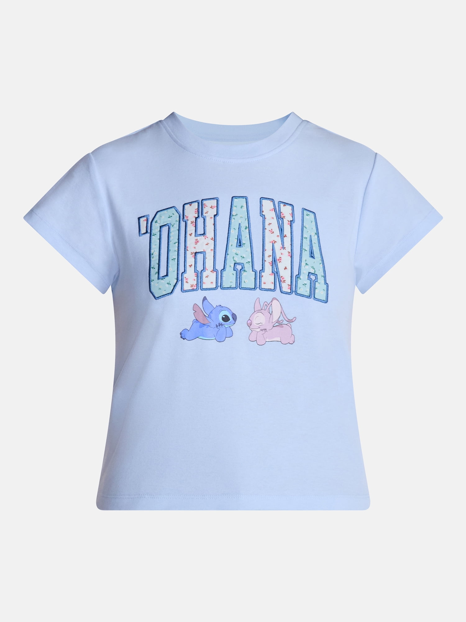 Disney Women’s Stitch and Angel Graphic Baby Tee, Sizes XXS-XXL