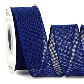 Royal Blue Burlap Wired Ribbon, 1-1/2 Inch X Continuous 20 Yard, Blue Gift
