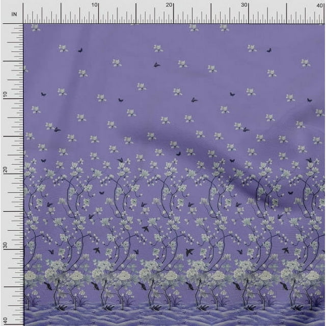 Soimoi Modal Satin Fabric Insect,Bird & Floral Panel Fabric Prints by Yard 42 Inch Wide
