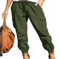 thumbnail image 1 of Pantalon Cargo Jogger pour Femmes Taille Haute à Cordon de Serrage avec Poches Coupe Ajustée Randonnée Entraînement Gris, 1 of 6