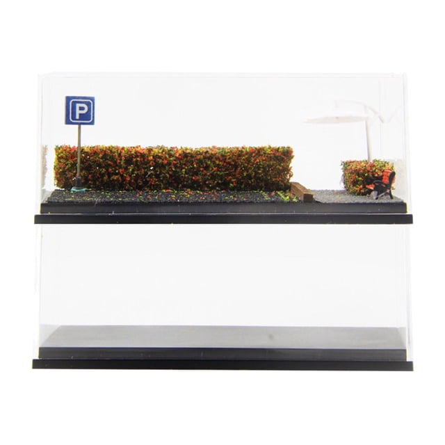Estuche de diorama de coche de exhibición de modelo de vehículo de juguete a escala 1:64 con accesorios realistas rojo