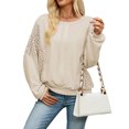 thumbnail image 2 of Bxsruta Womens Long Sleeve Tops Crew Neck Lace Patchwork Loose Casual Pullover Blouses, 2 of 8