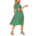 thumbnail image 4 of QJUHUNG Femmes Manches Courtes V Cou Imprimé Floral Robe Soleil Été Swing Midi Robe, 4 of 4