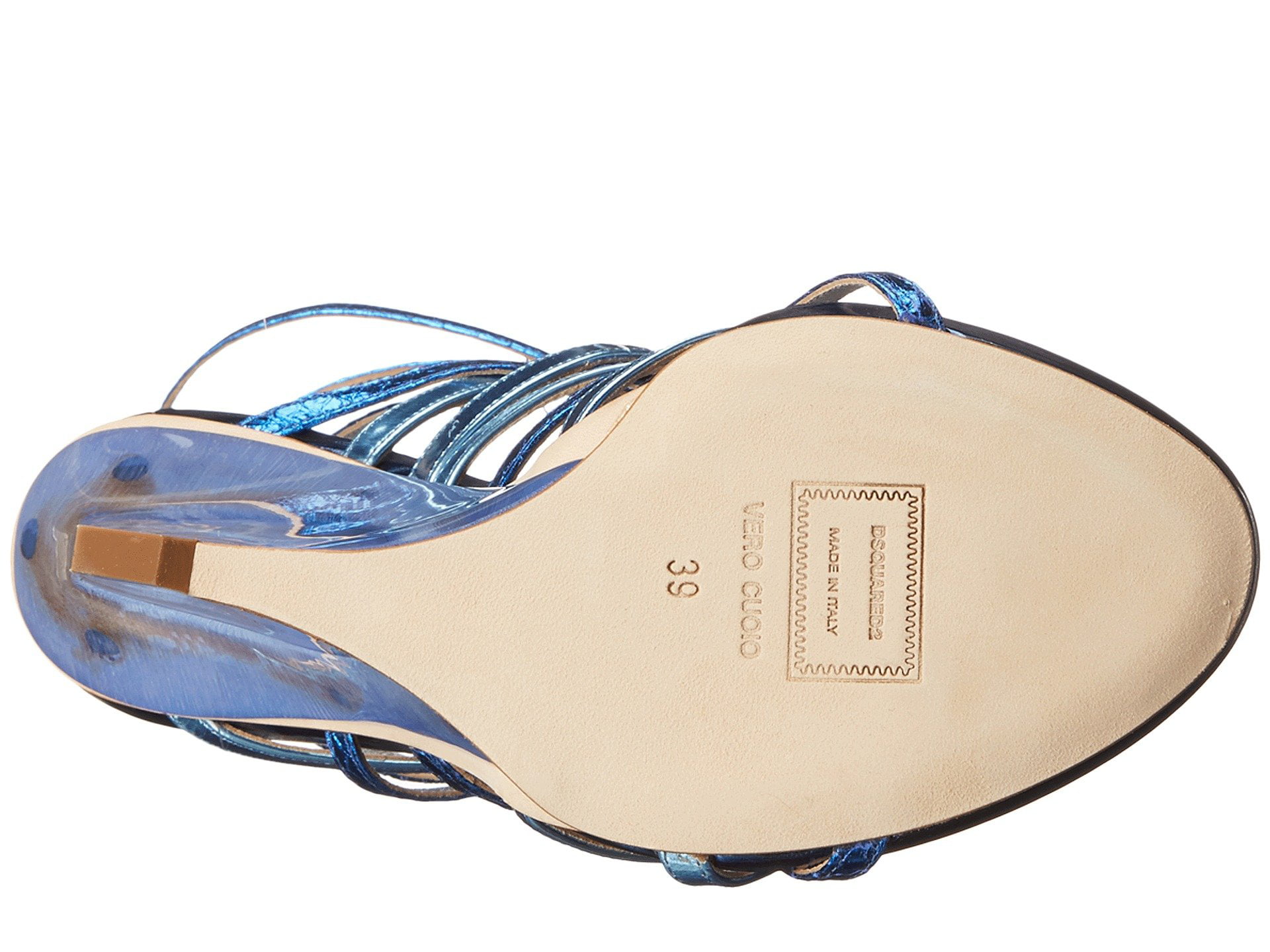 DSQUARED2 Metallic Wedge Sandal, Blue, 36 (US Women's 6) M