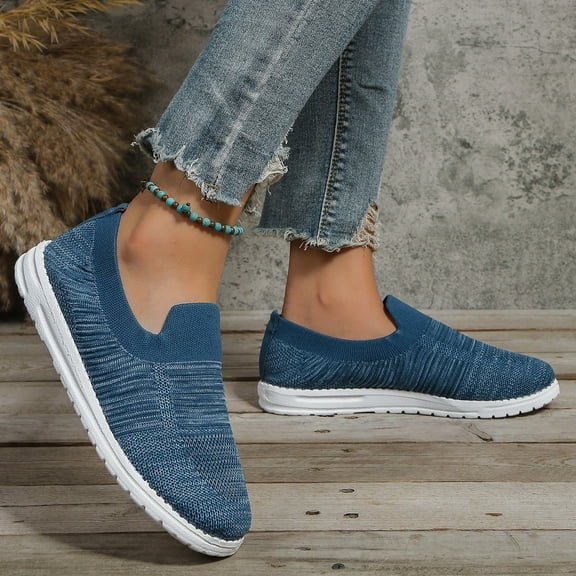 NOKIO Women's Slip On Shoes, Stretch Knit Walking Shoes, Comfort Sneaker for Work, Travel, Commute Leisure Women's Slip On Travel Soft Sole Comfortable Shoes Fashion Sports Breathable Shoes