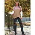 thumbnail image 6 of Women's Crewneck Batwing Long Sleeve Sweaters Fall Oversized Ribbed Knit Side Slit Pullover Tops, 6 of 7