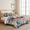 thumbnail image 5 of Twin Quilt Set 68''x86'', Sports Football, Minimalist Painted Art Lightweight Summer Bedspread Coverlet Set with 2 Pillow Shams, Breathable All Season Quilt Bedding for Dorm/Bedroom, 5 of 9