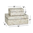 thumbnail image 4 of DecMode Coastal Cream Mother of Pearl Geometric Box with Polka Dot Shell Pattern, Set of 2 12", 8"W, 4 of 13